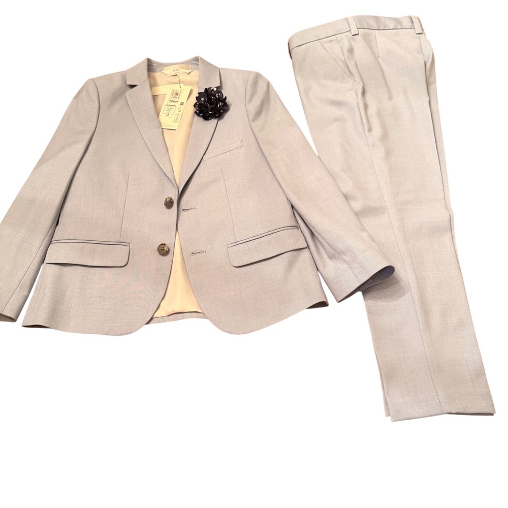 M&S Boys Steel Blue 2 Piece Suit Set Size 6-7 Years NWT T87/5239G